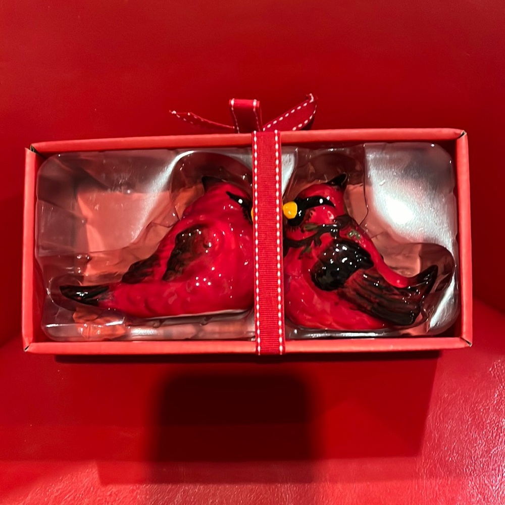 NIB Blue Sky cardinal salt and pepper set
